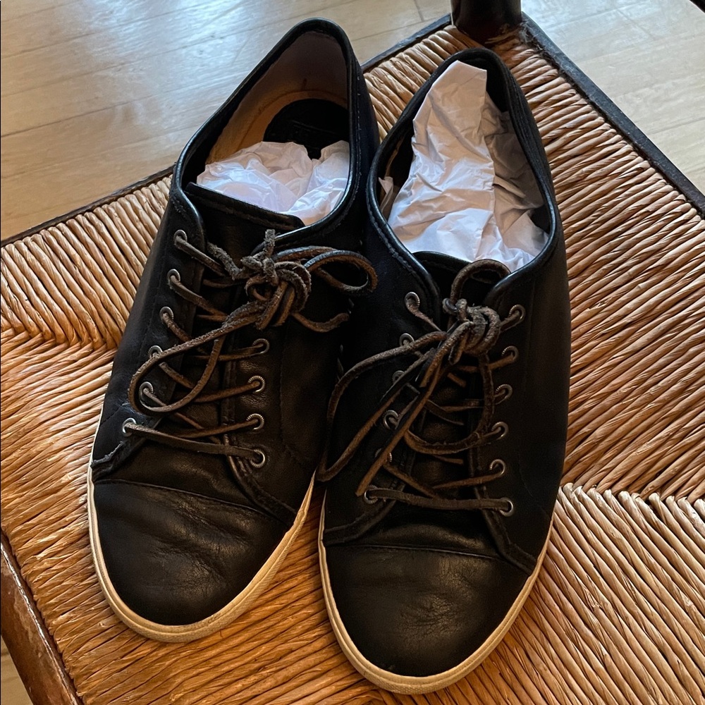 Frye Black Leather Sneakers with White Soles